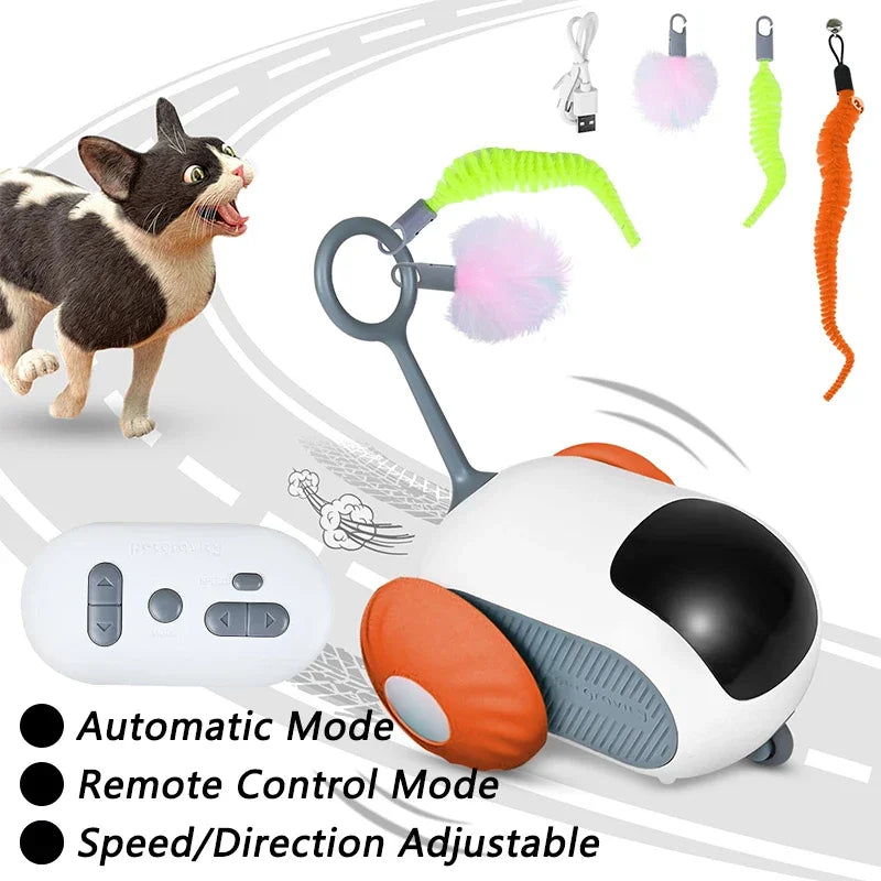 Self-Moving Automatic Cat Teaser Ball with Faux Tail Rechargeable Smart Sensor Cat Toy for Indoor Cats Cat Toys Interactive