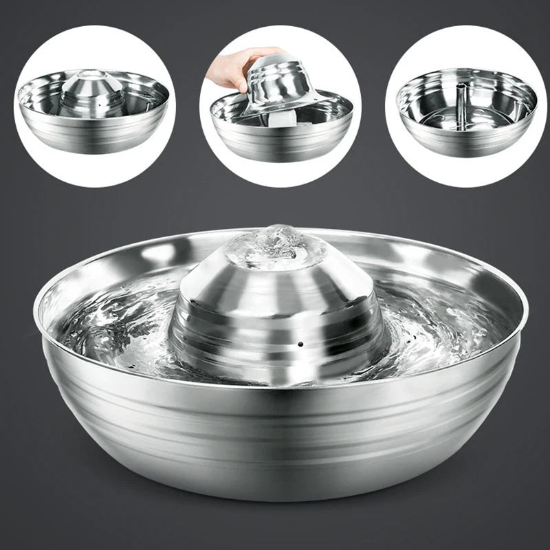 Stainless Steel Cat Fountain Filter Water Drinking Fountain Pet Cat Dog Ultra-Quiet Automatic Fountains and Filter Cats Drinker