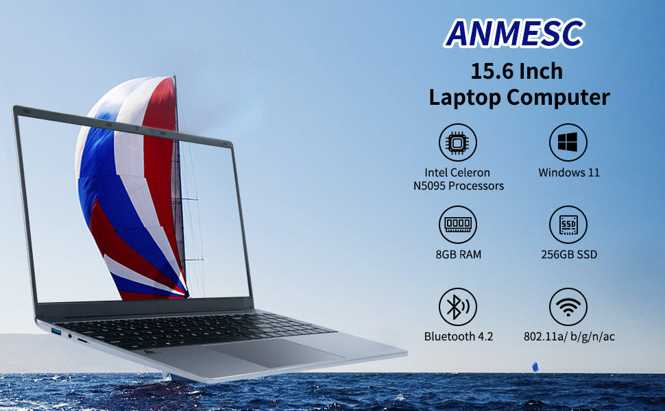 Notebook 15.6 Inch Laptop Windows 11 1366 * 768 Cheap Portable Intel Celeron N5095 Quad-Core Processors Laptop 8 RAM 256GB ROM