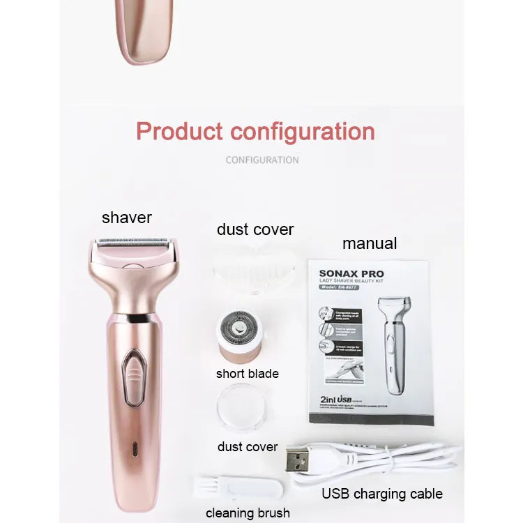 Professional 2 in 1 Epilator Electric Razor Hair Removal for Women Painless Face Shaver Bikini Pubic Hair Trimmer Machine Tools