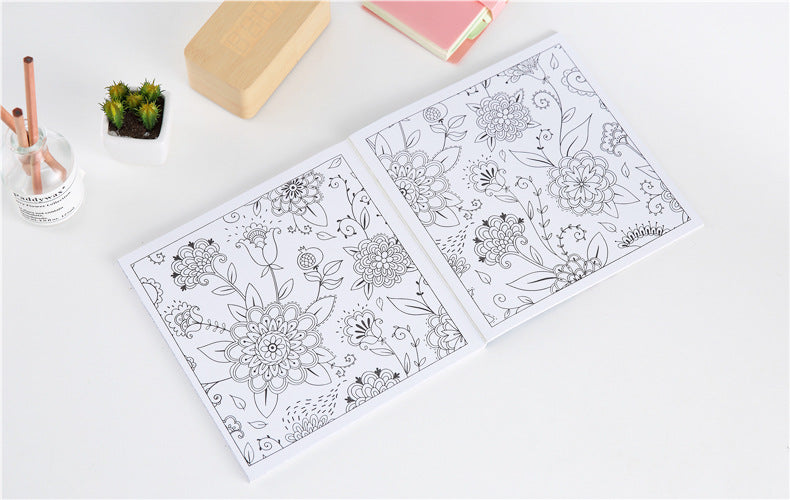 12 Color Pencils + 128 Pages Zen Mandalas Coloring Book For Adults Children Relieve Stress Kill Time Secret Garden Art Book