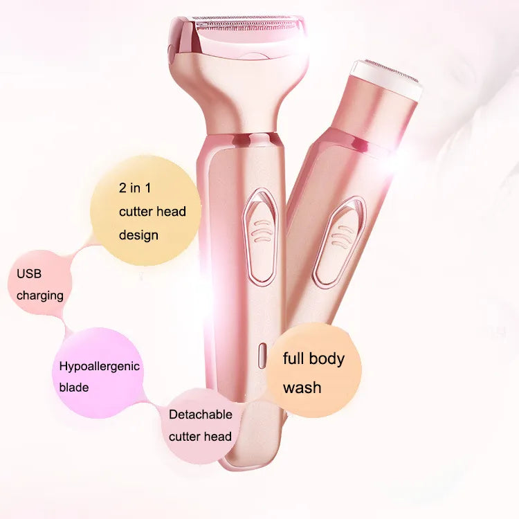Professional 2 in 1 Epilator Electric Razor Hair Removal for Women Painless Face Shaver Bikini Pubic Hair Trimmer Machine Tools