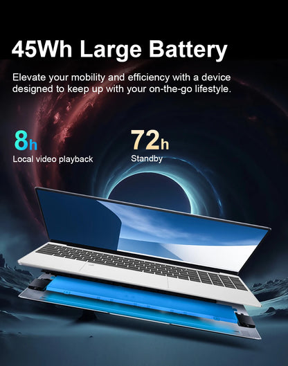 15.6" HD N4000 IPS Laptop Computer Intel CeleronNotebook PC Fingerprint Unlock Windows 11 Pro 16GB DDR4 1TB SSD Gaming Laptop