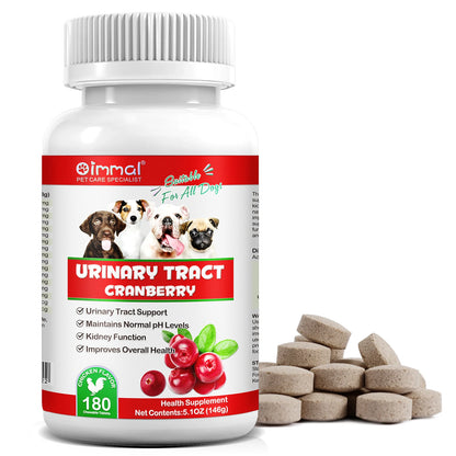 Cranberry Canine Care Optimal Urinary Tract Support for Dogs Enhancing Kidney Function with Chicken Flavor 180 Chewable Tablets