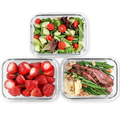 2 Kit Glass Pot Lunch Box Meal Preparation Container, Food Storage Containers with Lids 640ml