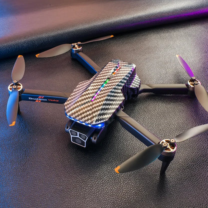 The D9 drone is equipped with gradient LED streamer,brushless motor,EIS electronic stabilization system,2.4GHz anti-interference