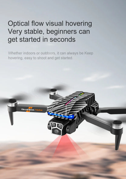 The D9 drone is equipped with gradient LED streamer,brushless motor,EIS electronic stabilization system,2.4GHz anti-interference