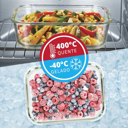 2 Kit Glass Pot Lunch Box Meal Preparation Container, Food Storage Containers with Lids 640ml