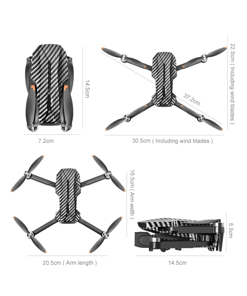 The D9 drone is equipped with gradient LED streamer,brushless motor,EIS electronic stabilization system,2.4GHz anti-interference