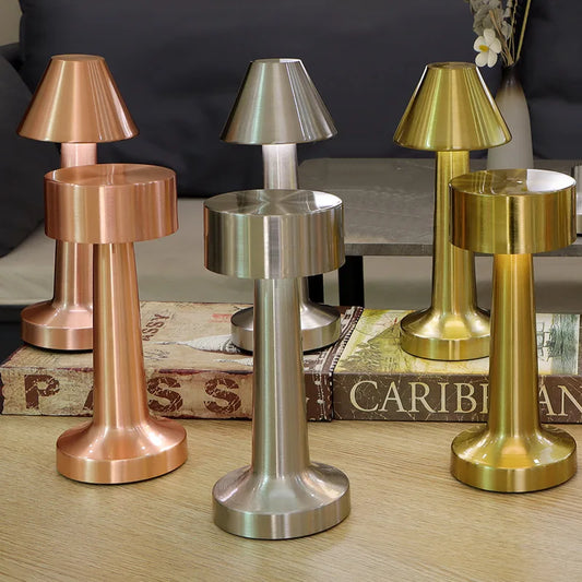 Retro Table Lamp Metal Touch Decor for Bar Coffee Restaurant Decoration Light Desk LED Rechargeable Night Light Bedroom Decor