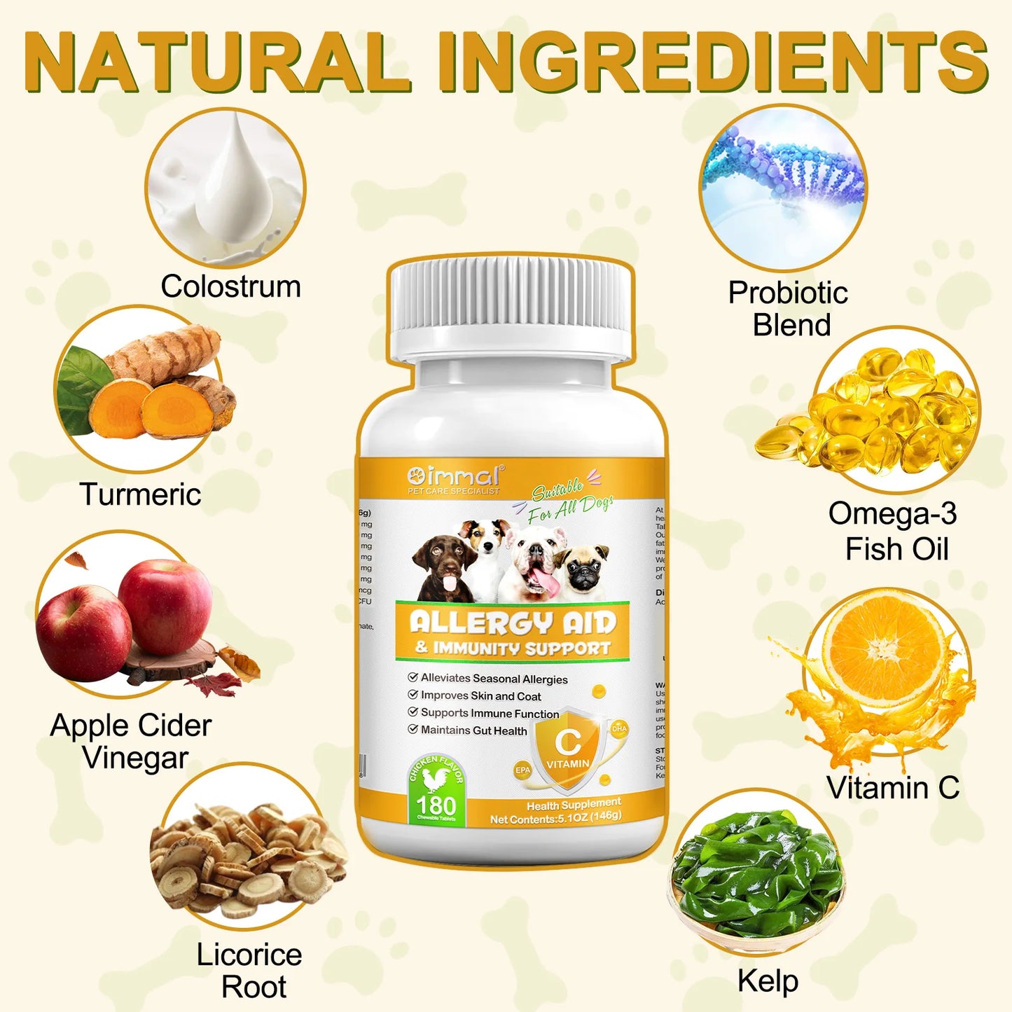 Comprehensive Canine Allergy Aid & Immunity Support Strengthening Dog's Defenses Against Allergens Enhanced Health and Vitality