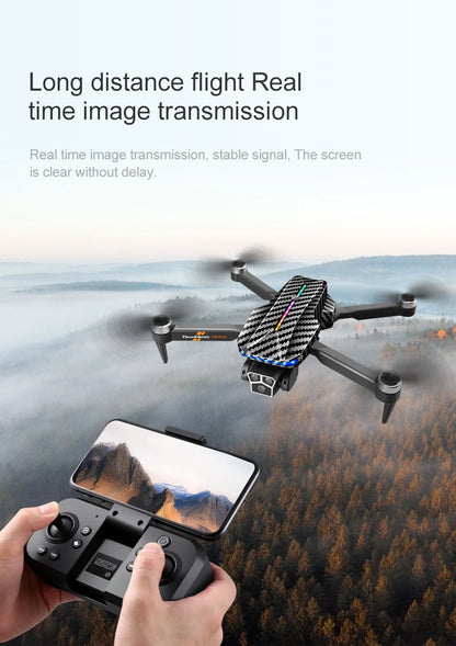 The D9 drone is equipped with gradient LED streamer,brushless motor,EIS electronic stabilization system,2.4GHz anti-interference