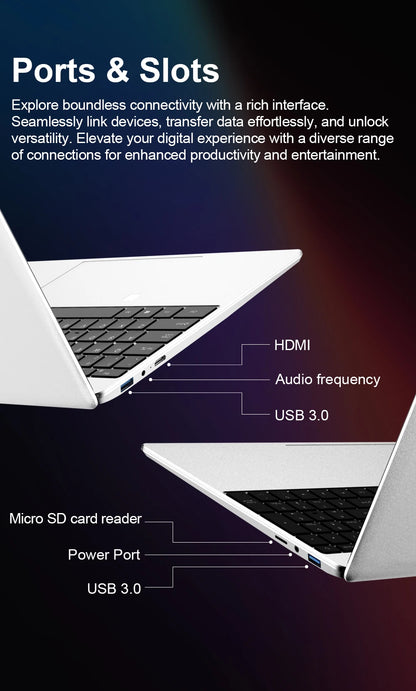 15.6" HD N4000 IPS Laptop Computer Intel CeleronNotebook PC Fingerprint Unlock Windows 11 Pro 16GB DDR4 1TB SSD Gaming Laptop