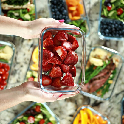 2 Kit Glass Pot Lunch Box Meal Preparation Container, Food Storage Containers with Lids 640ml