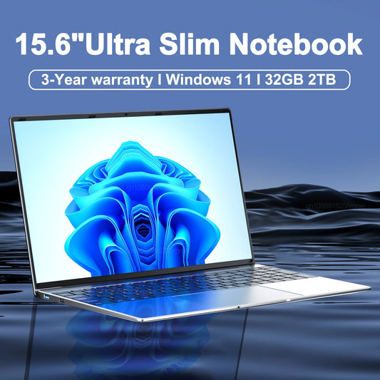 NEW 15.6" Ultra Slim Laptop 16GB RAM 2TB SSD Intel N3700 Notebook Gamer 1920*1080 Display Office Study Computer PC Windows11 Pro