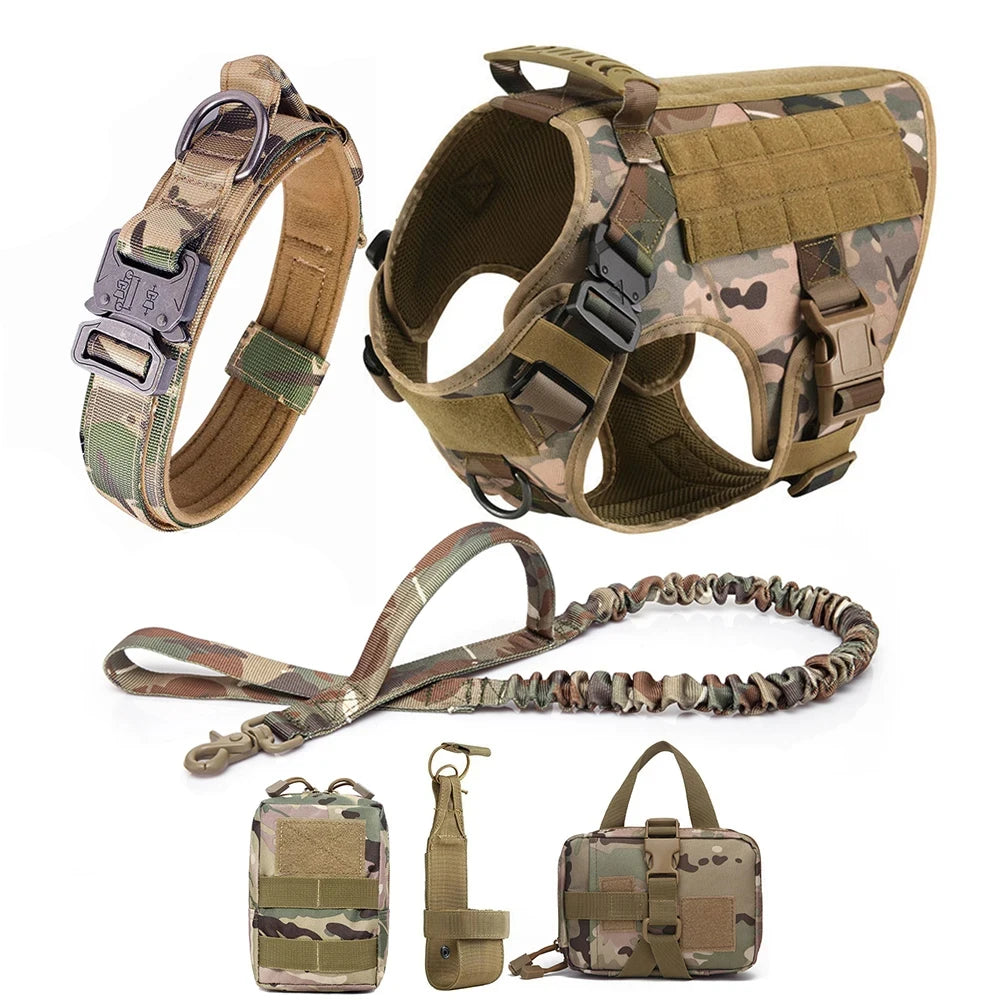 Large Dog Collar Dog Harness And Leash Set Pet Vest Tactical German Shepherd Harnesses For Small Dogs