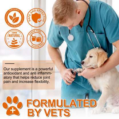 Turmeric Curcumin 180 Chewable Tablets Supplements Aid Joints and HIPS Heart Health Support Inflammation & Pain Relief for Dogs