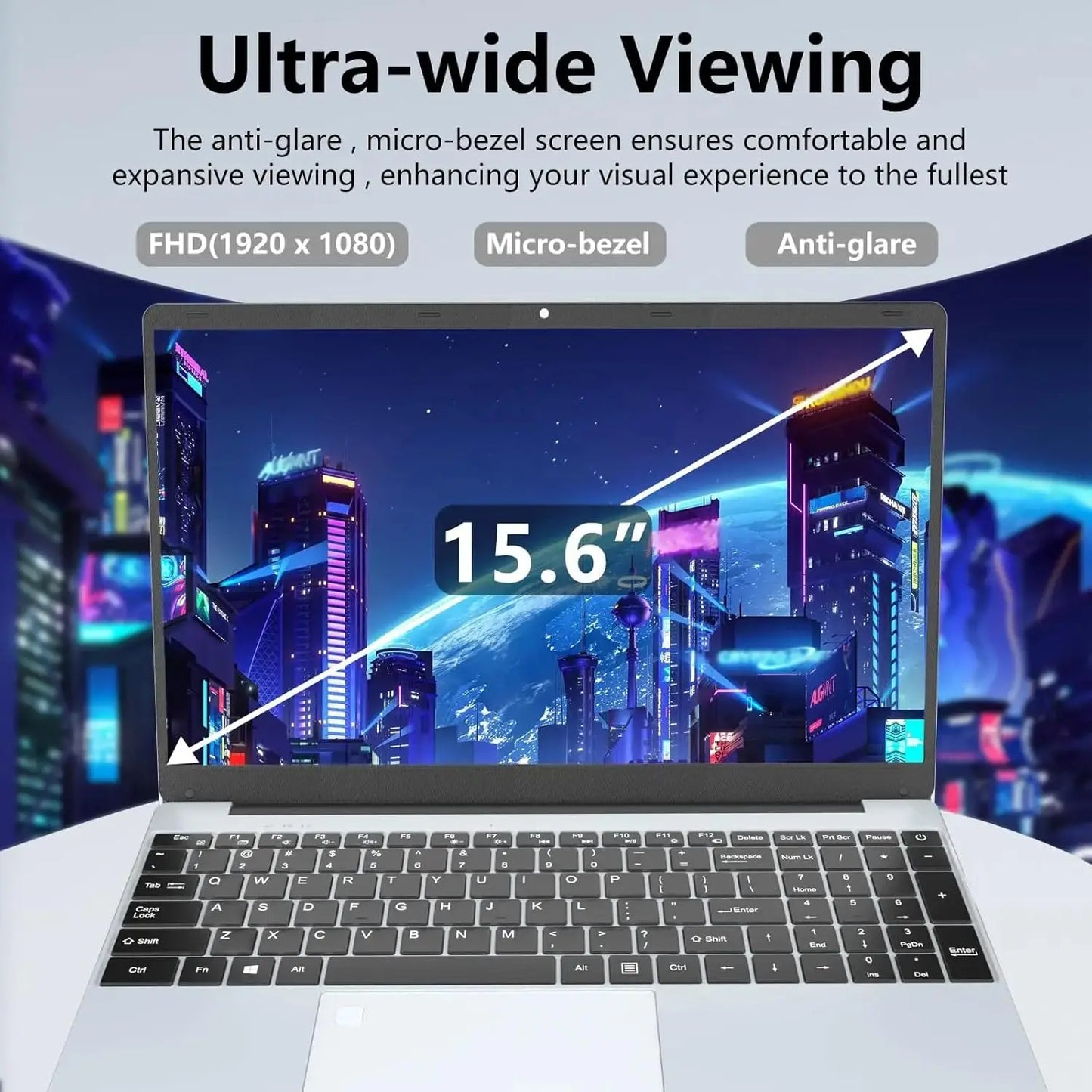 15.6" HD N4000 IPS Laptop Computer Intel CeleronNotebook PC Fingerprint Unlock Windows 11 Pro 16GB DDR4 1TB SSD Gaming Laptop