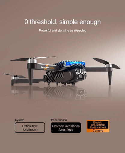 The D9 drone is equipped with gradient LED streamer,brushless motor,EIS electronic stabilization system,2.4GHz anti-interference