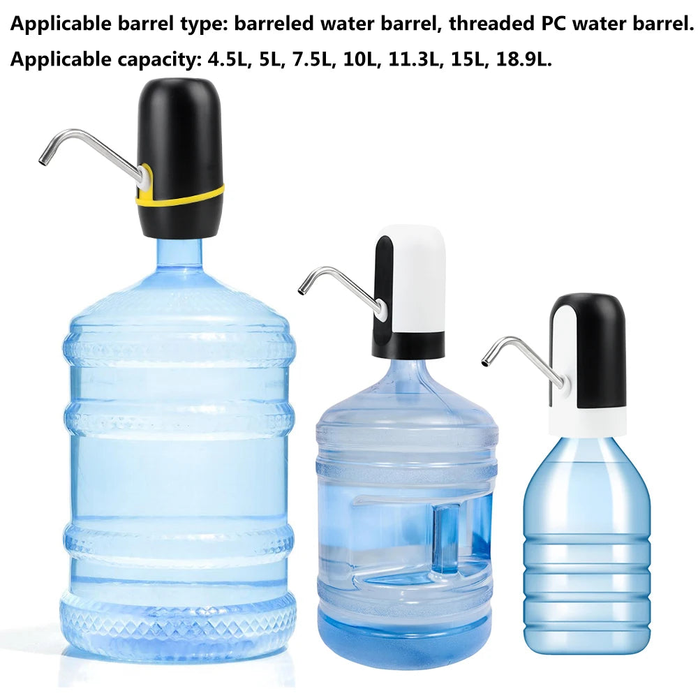 Barreled Water Pumping Device With Blue LED Light USB Rechargeable Portable Wireless Electric Water Pump Kitchen Tools