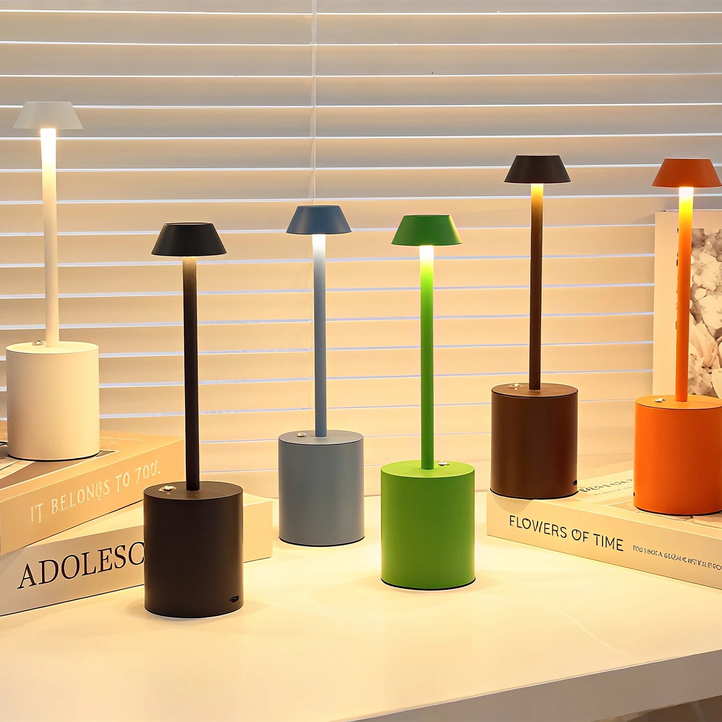 USB Rechargeable LED Table Light Modern Touch Lamp for Indoors & Outdoors Cone Shade Bedrooms Homes Cordless Restaurants Bars