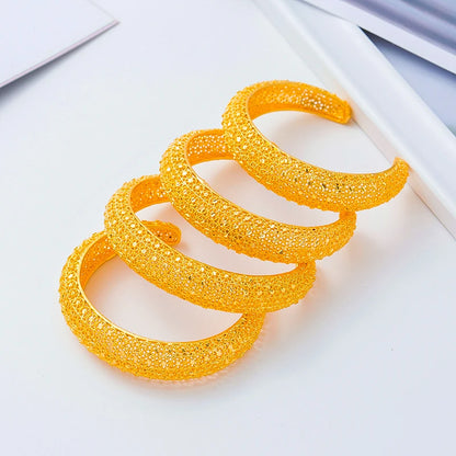Saudi Arabia Jewelry Dubai Bangles for Women 4pcs/Lot Indian Gold Plated Bracelets Ethiopian Wedding Bridal Jewellery Gifts