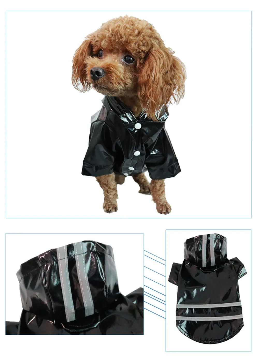 Dog Raincoat Reflective Pet Puppy Clothes Small Dog Rain Jacket Waterproof Yorkie Poodle Bichon Pomeranian Schnauzer Corgi Coat
