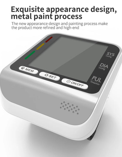 Automatic Portable Medical Digital Wrist Blood Pressure Monitor Sphygmomanometer Tonometer Tensiometer Heart Rate Pulse Meter BP