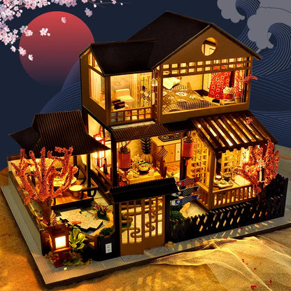 Cutebee DIY Dollhouse Super Mini Scale Miniature Dollhouse Japanese Garden Building Kit Toys for Birthday Gifts