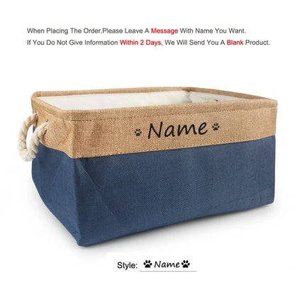 Personalized Dog Toy Basket Free Print Pet Storage Box Cat DIY Custom Name Toys Clothes Accessories Organize Storage