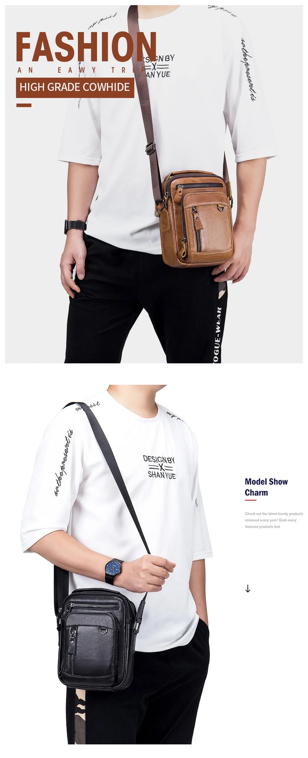 Brand 100% Genuine Leather Men's Shoulder Bags Messenger Bag for Men Crossbody Bags new Small Man Designer Handbag Bolso Male