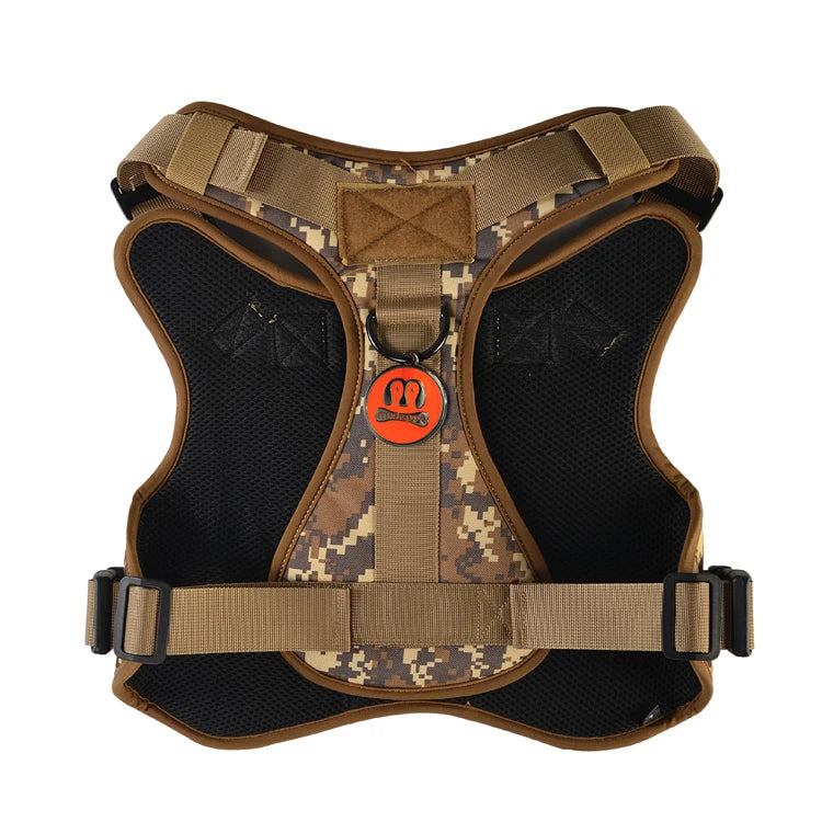 MIDEPET Adjustable Tactical Dog Harness No Pull Service Dog Vest with Reflective Nylon Ribbons Print Made of Durable Polyester