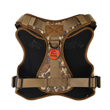 MIDEPET Adjustable Tactical Dog Harness No Pull Service Dog Vest with Reflective Nylon Ribbons Print Made of Durable Polyester