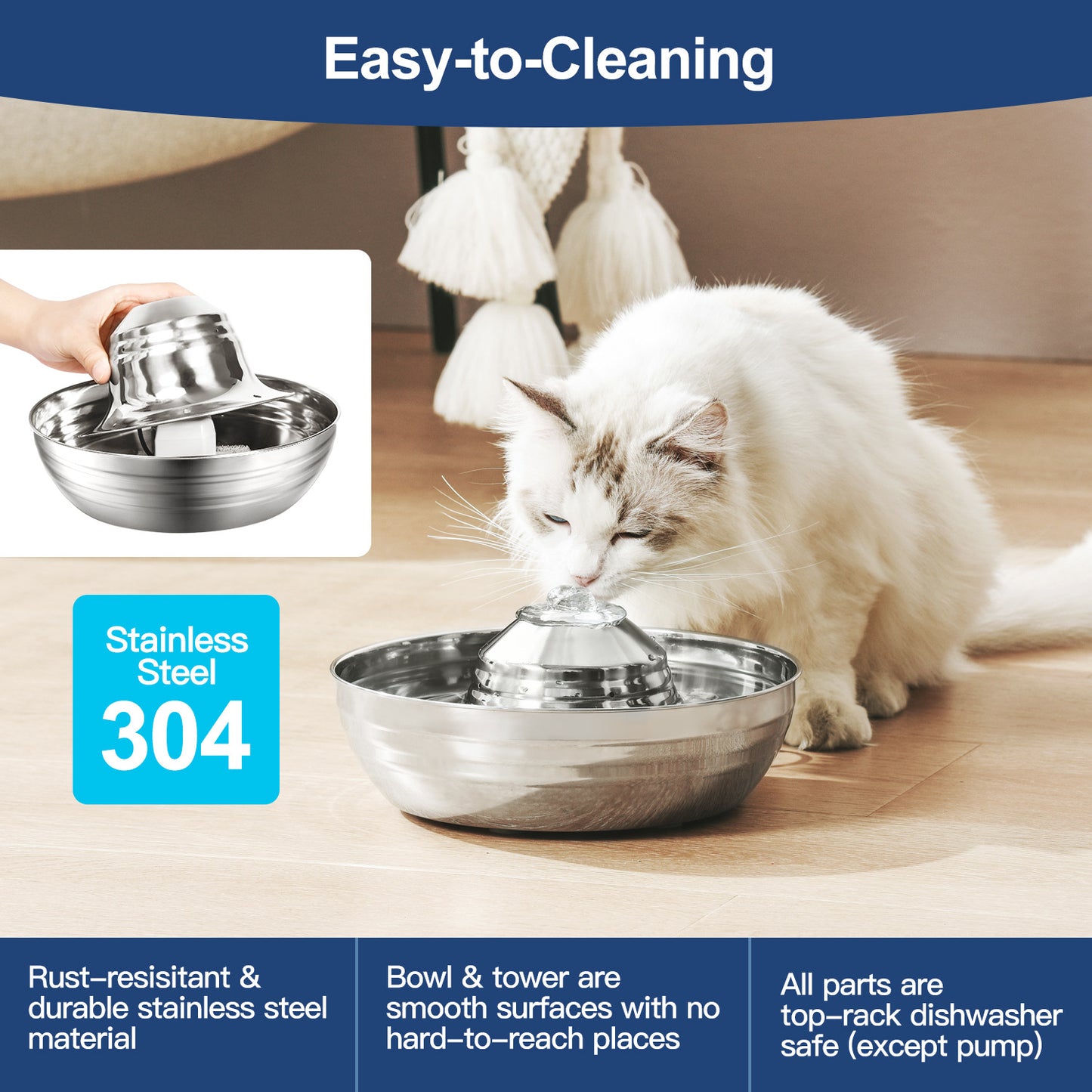 Cat Water Fountain Automatic Pet Dog Feeder Stainless Steel Water Dispenser Drinking Bowl with Ultra Quiet Pump Carbon Filters