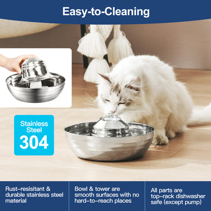 Cat Water Fountain Automatic Pet Dog Feeder Stainless Steel Water Dispenser Drinking Bowl with Ultra Quiet Pump Carbon Filters