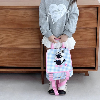 Wholesale Cute Girl Cartoon Canvas School Backpack Fashionable Candy Color Kid's Mochilas with Zipper Closure
