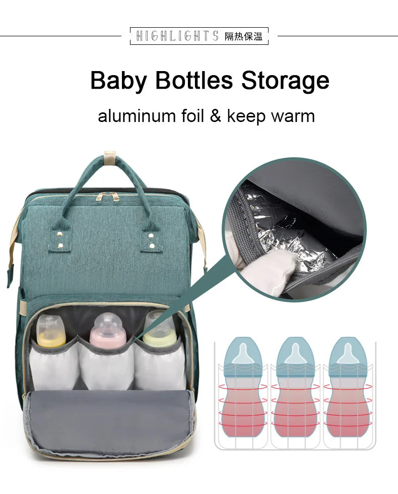 Mummy Maternity Nappy Bag Large Capacity Portable Folding Travel Beds Baby Stuff Mommy Bag Women Outdoor Stroller Backpack
