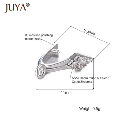 Juya Copper Inlaid Zircon Pinch Bails DIY Supplies For Jewelry Wholesale Crystal Pendant Clip Clasps Clamping Bale Accessories