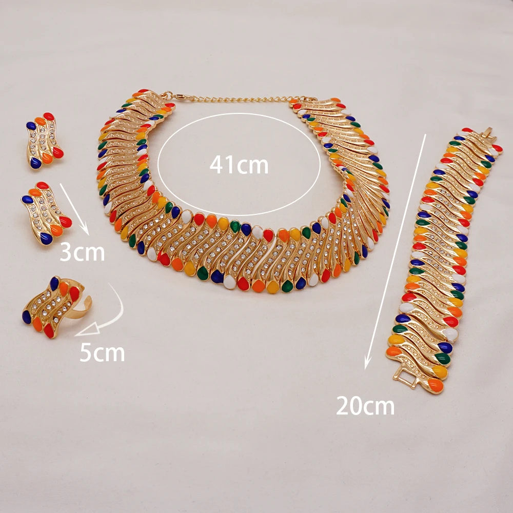 2023 Fine Jewelry Sets For Women Dubai Bridal Wedding Gifts Necklace Bracelet Earrings Ring Jewellery Set African Bead jewelry