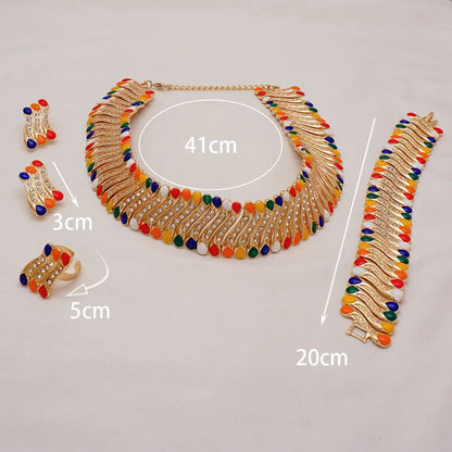 2023 Fine Jewelry Sets For Women Dubai Bridal Wedding Gifts Necklace Bracelet Earrings Ring Jewellery Set African Bead jewelry