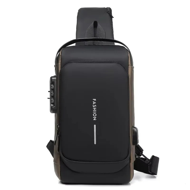 HEROIC KNIGHT Fashion New Large Waterproof Black Waist Bag Fanny Pack for Men Belt Bag with USB-C