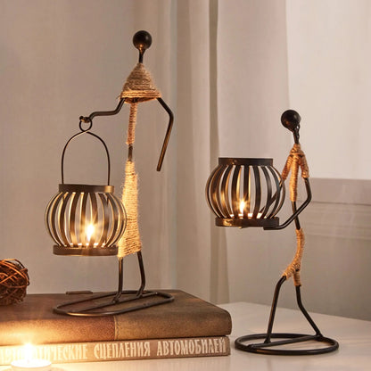 New 1Pc Creative Beautiful Nordic Candlestick Abstract Iron Men Design Candle Holder Home Bar Restaurant Decor