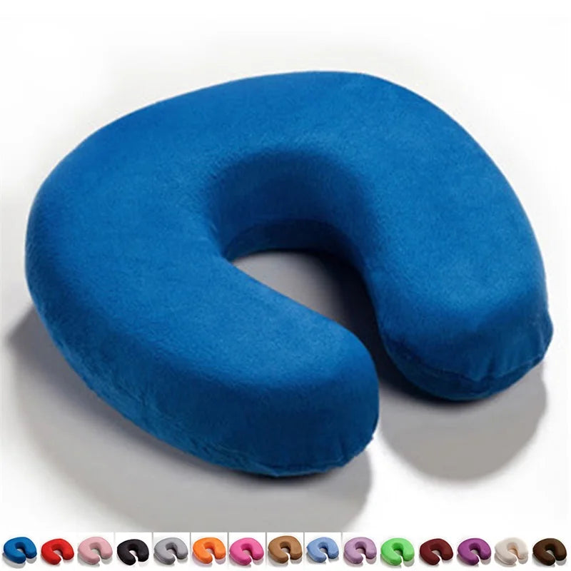 Memory Foam Neck Pillow Resting Head Neck U Shape Soft Travel Pillow For Office Train Rest Airplane 15 Colors Neck Pillows