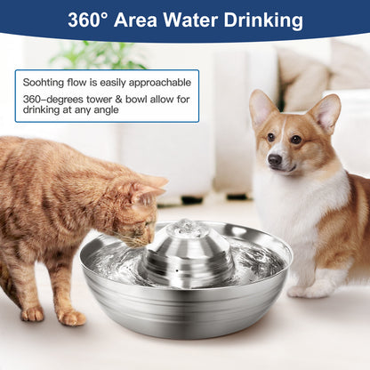 Cat Water Fountain Automatic Pet Dog Feeder Stainless Steel Water Dispenser Drinking Bowl with Ultra Quiet Pump Carbon Filters