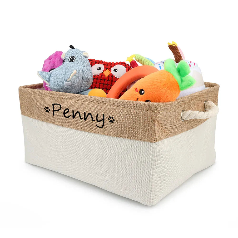 Personalized Dog Toy Basket Free Print Pet Storage Box Cat DIY Custom Name Toys Clothes Accessories Organize Storage