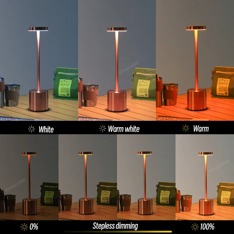 Led Portable Desk Lamps Rechargeable Metal Eye-Protection Night Light Touch Bedside Restaurant Courtyard Atmosphere Table Lamp