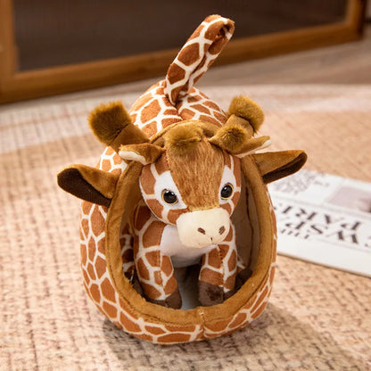 Realistic Wild Animal Stuffed Tiger in Kennel Plush Leopard Giraffe Toy in Lair Cute Spotted Puppy in Doghouse Fast Shipping