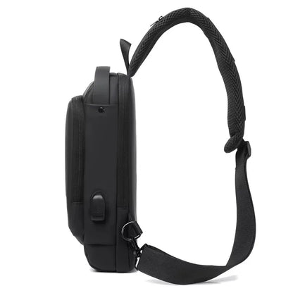 HEROIC KNIGHT Fashion New Large Waterproof Black Waist Bag Fanny Pack for Men Belt Bag with USB-C
