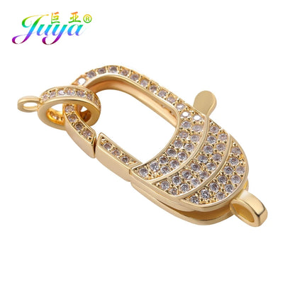 Juya 18K Real Gold Plated Accessories DIY Needlework Beads Pearls Jewelry Making Fastener Closures Lobster Lock Clasps Supplies