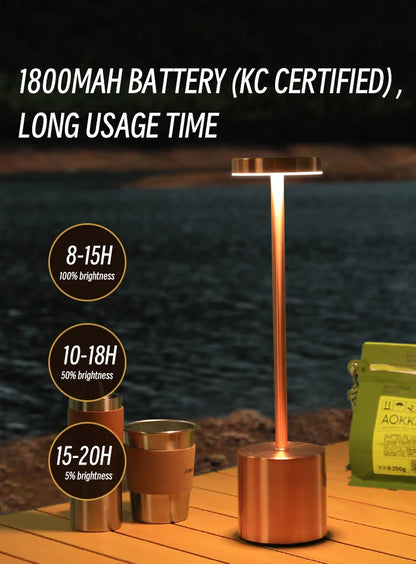 Led Portable Desk Lamps Rechargeable Metal Eye-Protection Night Light Touch Bedside Restaurant Courtyard Atmosphere Table Lamp